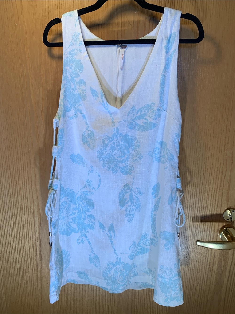 Free People White 100% Cotton Dress with Side Ties - Lined - Size L